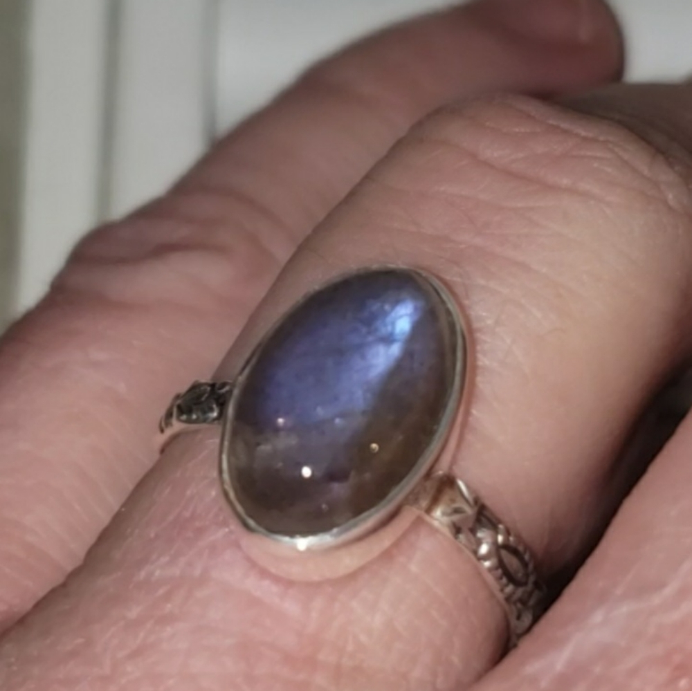 Purple Labradorite Ring. Solid 925 Silver(Not Pla… - image 2